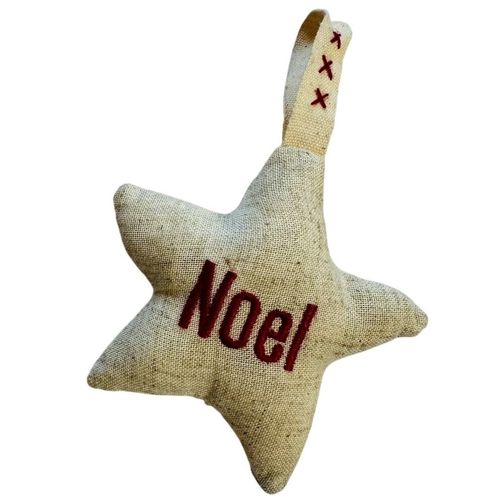 Primitive Farmhouse Christmas Fabric "NOEL" Tree Ornament